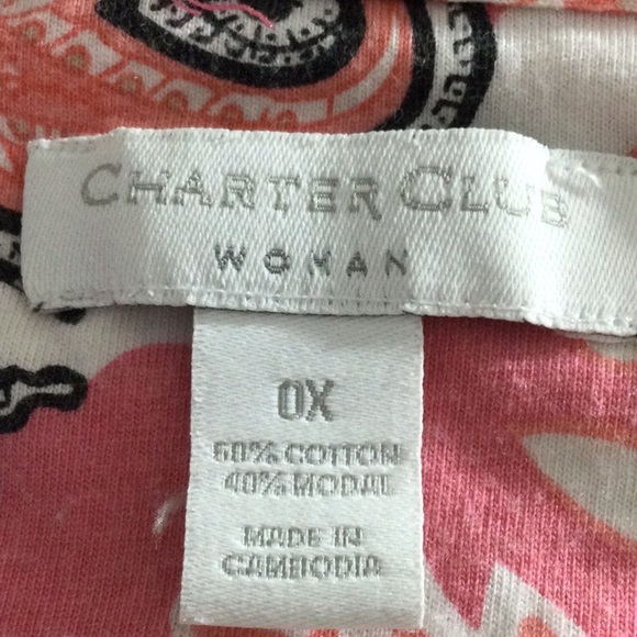 Charter Club Pink Paisley Blouse Sz 0X - Picture 6 of 10